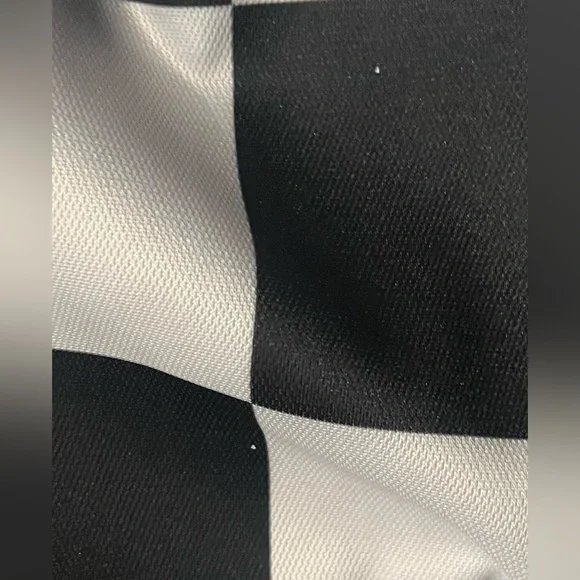 Polo Style Checkered Black and White Long Sleeve Shirt. - Picture 7 of 9